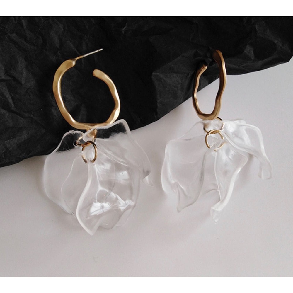 Acrylic Flower Petal Hoop Earrings